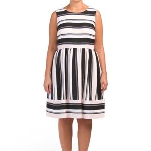 Sandra Darren Striped Fit & Flare Dress